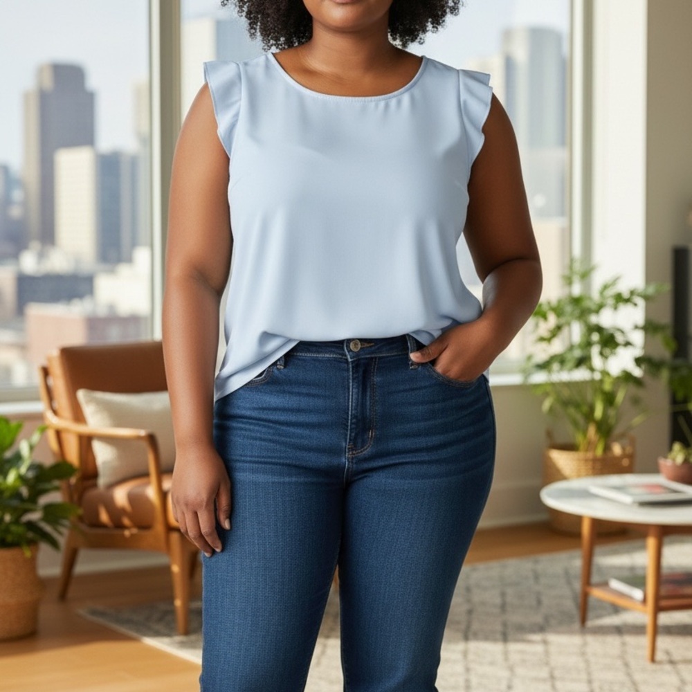 LOFT light blue sleeveless top - Picture 2 of 8